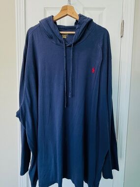 Polo by Ralph Lauren Navy Hooded Long-Sleeve Shirt with Red Logo